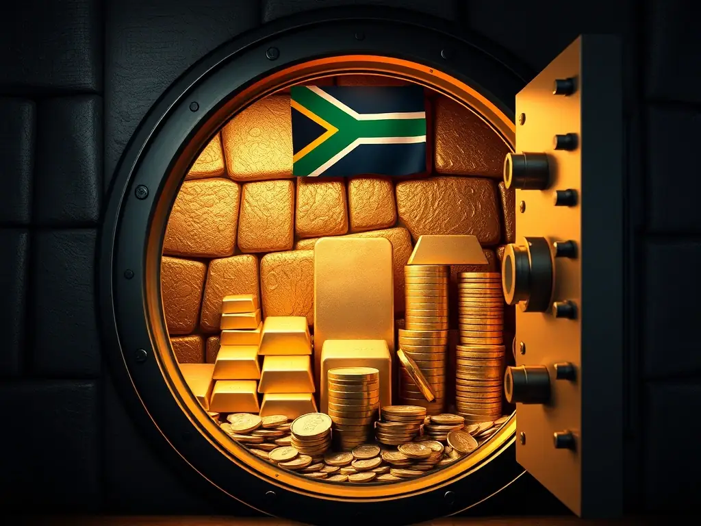 A secure vault filled with gold bars and valuable assets, symbolizing wealth management and financial security.